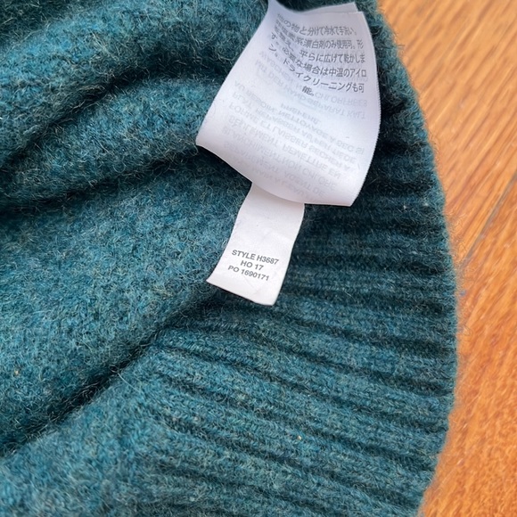 SOLD! J. Crew 100% Cashmere Cropped Waffle V Neck Sweater Emerald Medium - Picture 4 of 4